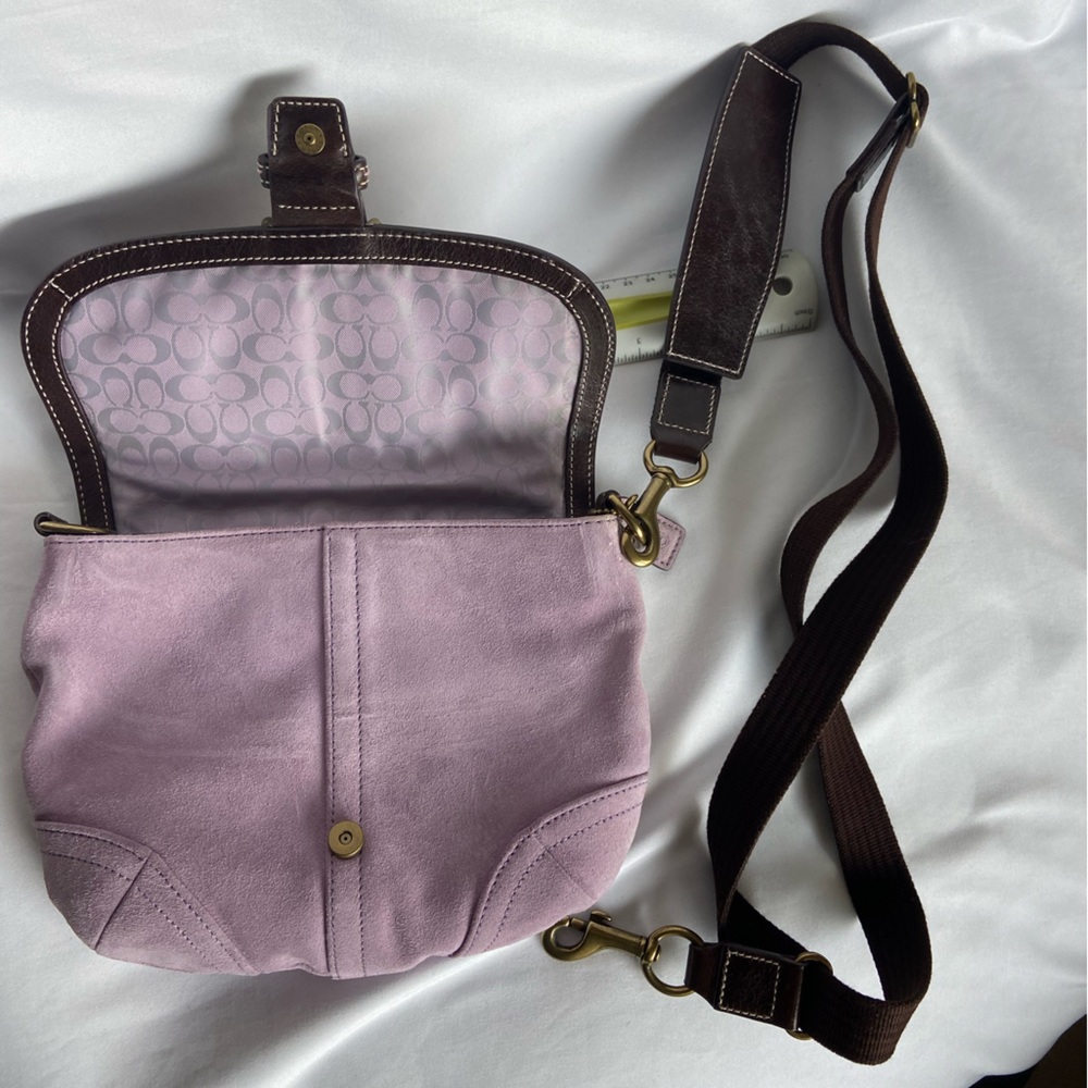COACH lavender Suede Brown Purple Purse 4743 - Picture 11 of 13